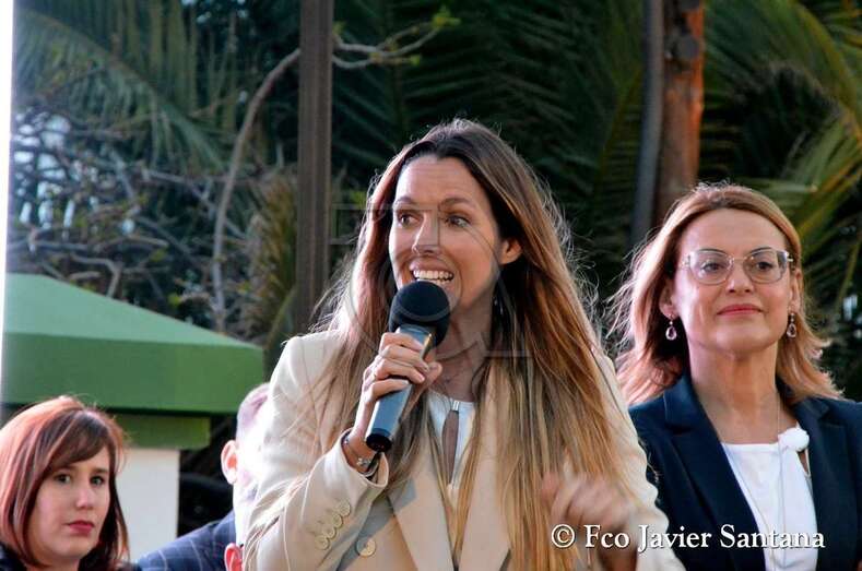 María Fernández, en el acto celebrado este martes en Telde (Foto TA)